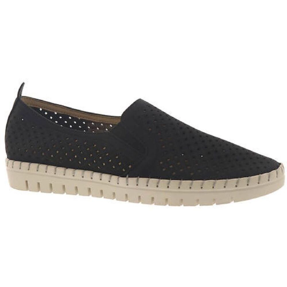 easy street Black Slip-On Perforated Casual Shoe with Cream Sole